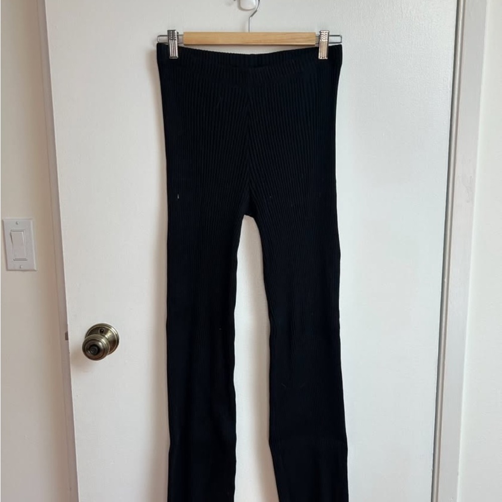 KOTN Black Ribbed Knit Trousers